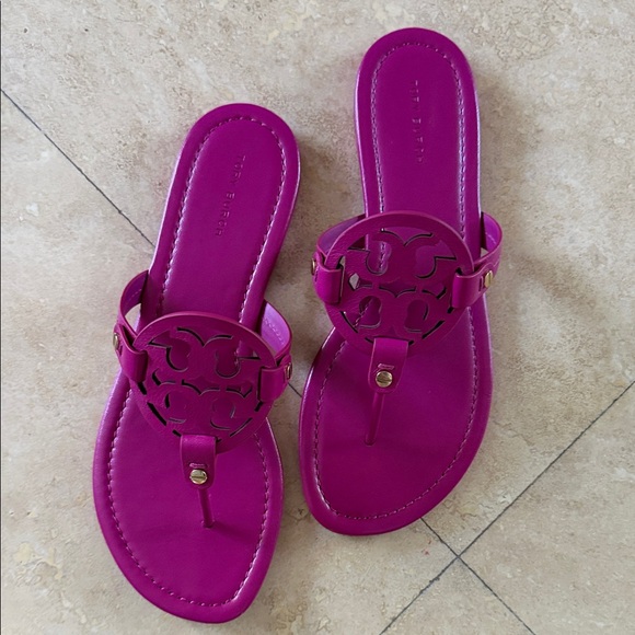 Tory Burch Miller Fuchsia Cutout Sandals - Picture 3 of 8